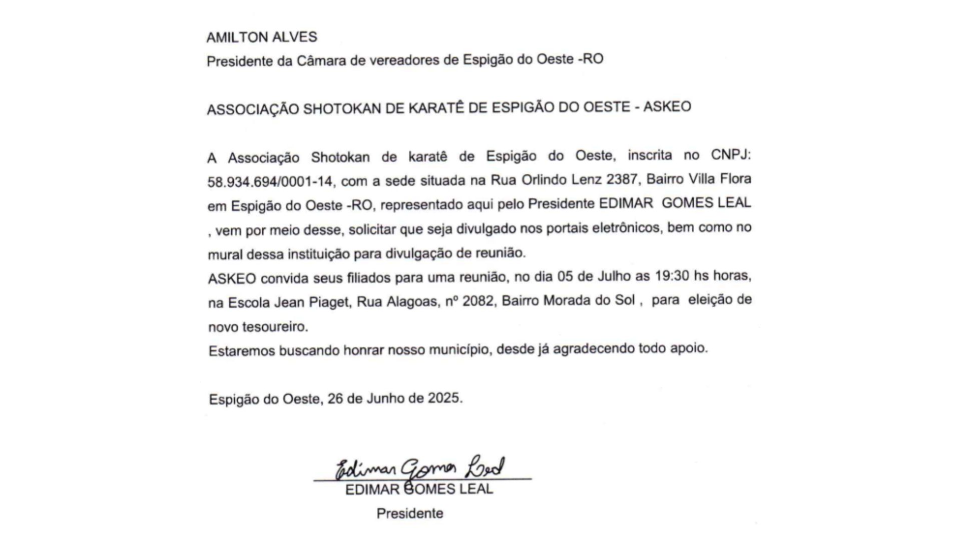 Associação de Karatê convida filiados para reunião no dia 5 de julho