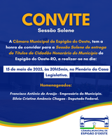 Câmara realizará Sessão Solene para entrega de Títulos de Cidadão Honorário do Município
